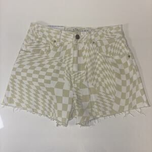 NWT Tinseltown Green Denim Cutoff Shorts Sz 5 / 27 Checkers Fairycore Grung Goth